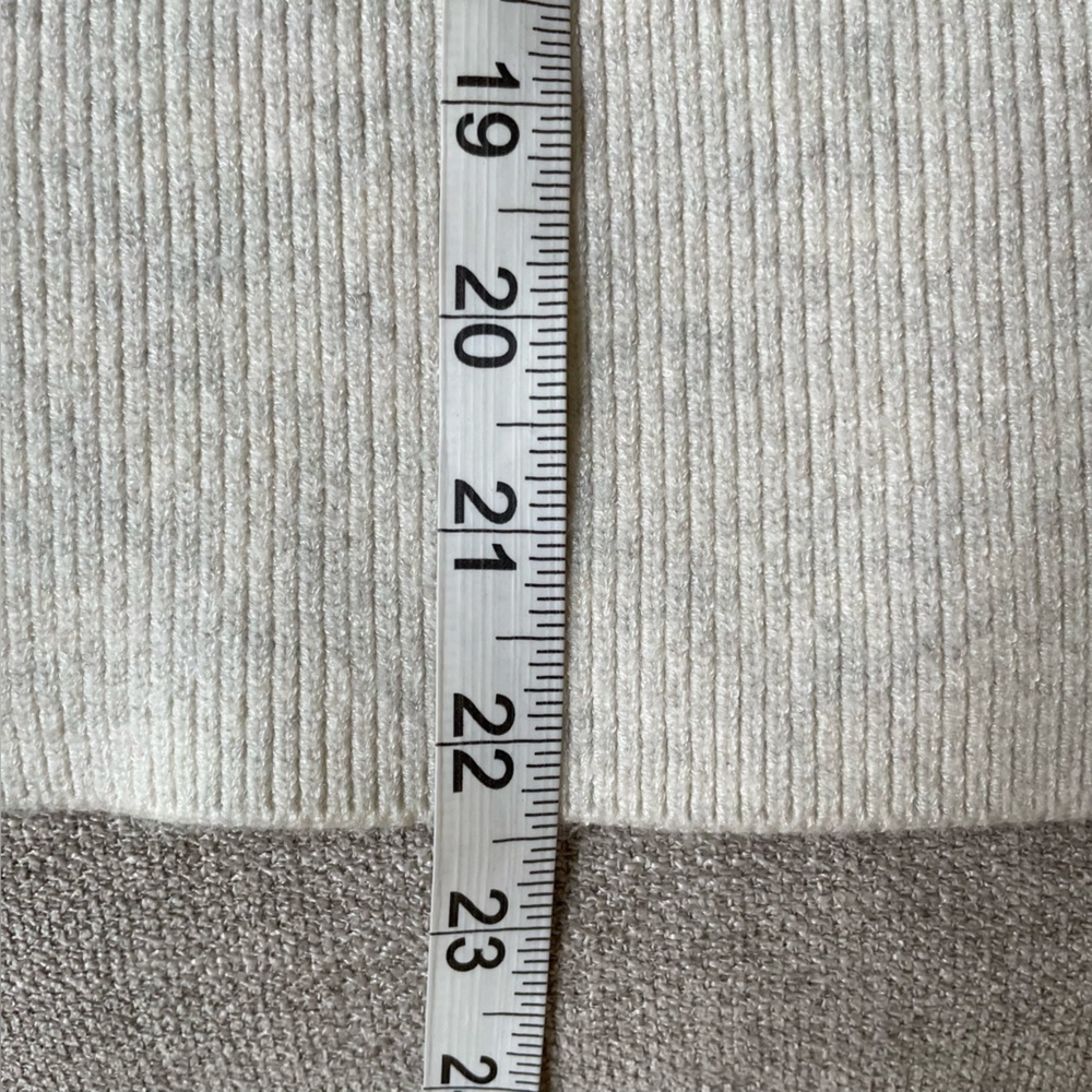 CAbi Lux Oatmeal Cowl Neck Cropped Length Tapered Sleeve Drop Shoulder Sweater - Picture 11 of 12